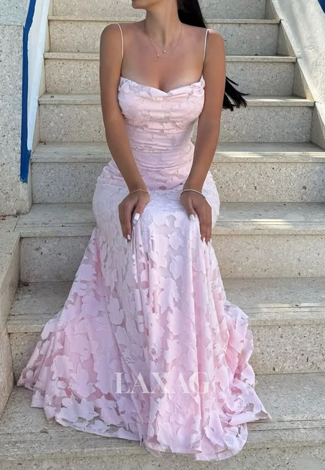 Tube Top Spaghetti Straps Mermaid Prom Dress Sleeveless Applique Pleated Satin Party Gowns