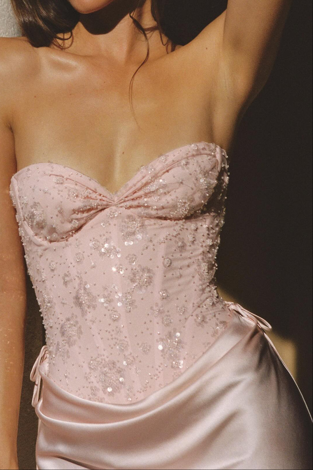 Sweetheart Off-Shoulder Sleeveless Beaded Sequined Satin Pleated Mermaid Prom Dress