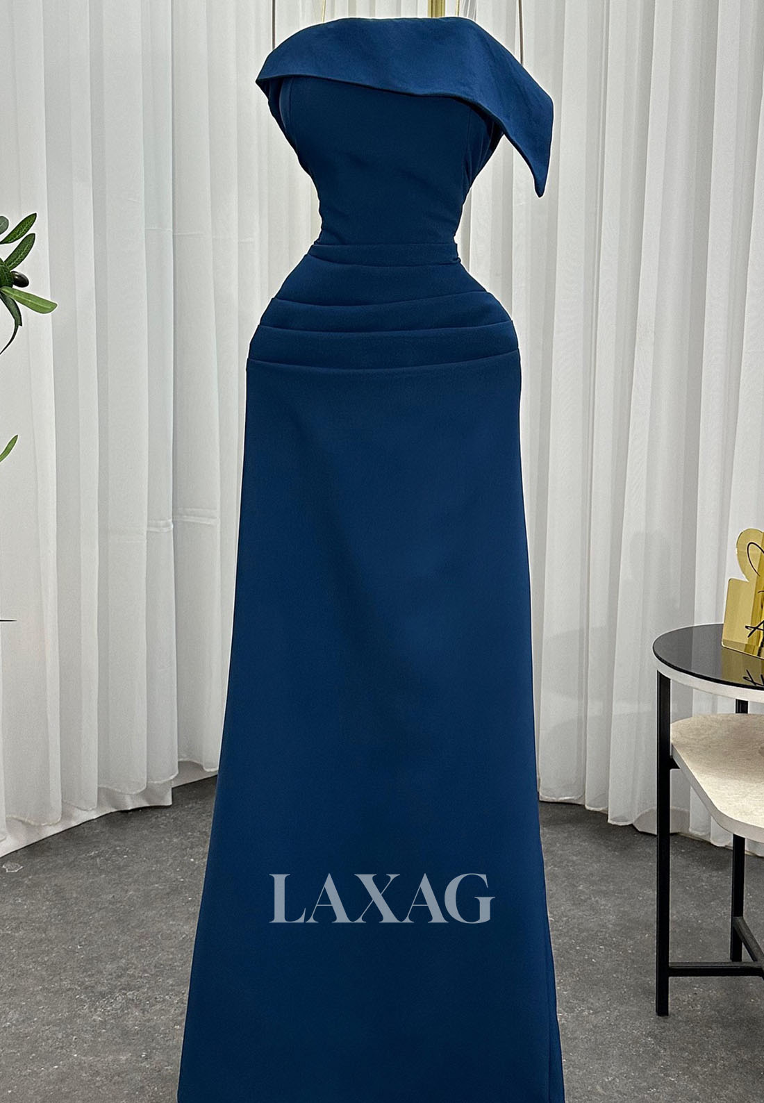 Tube Top Off-Shoulder Sleeveless Floor-Length Pleated Satin Simple Mermaid Evening Dress