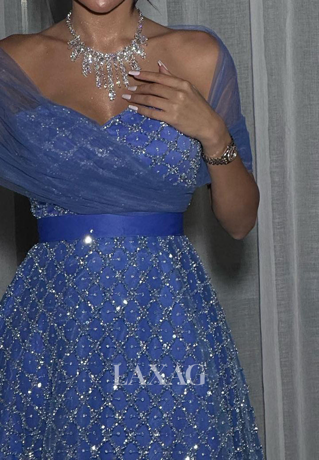 Sweetheart Fully Sequined Beaded A-Line Prom Dress Sleeveless Floor-Length Party Gowns