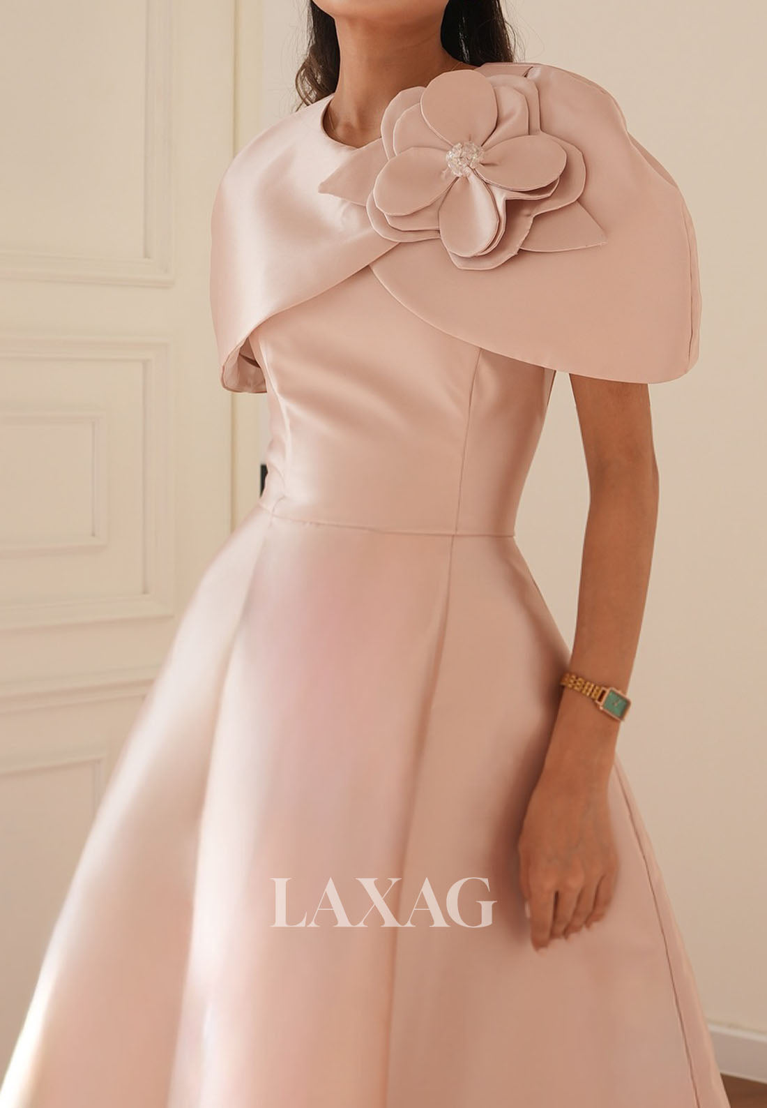 Scoop-Neck Sleeveless Floral Embossed Satin Ankle-Length A-Line Evening Dress with Overlay