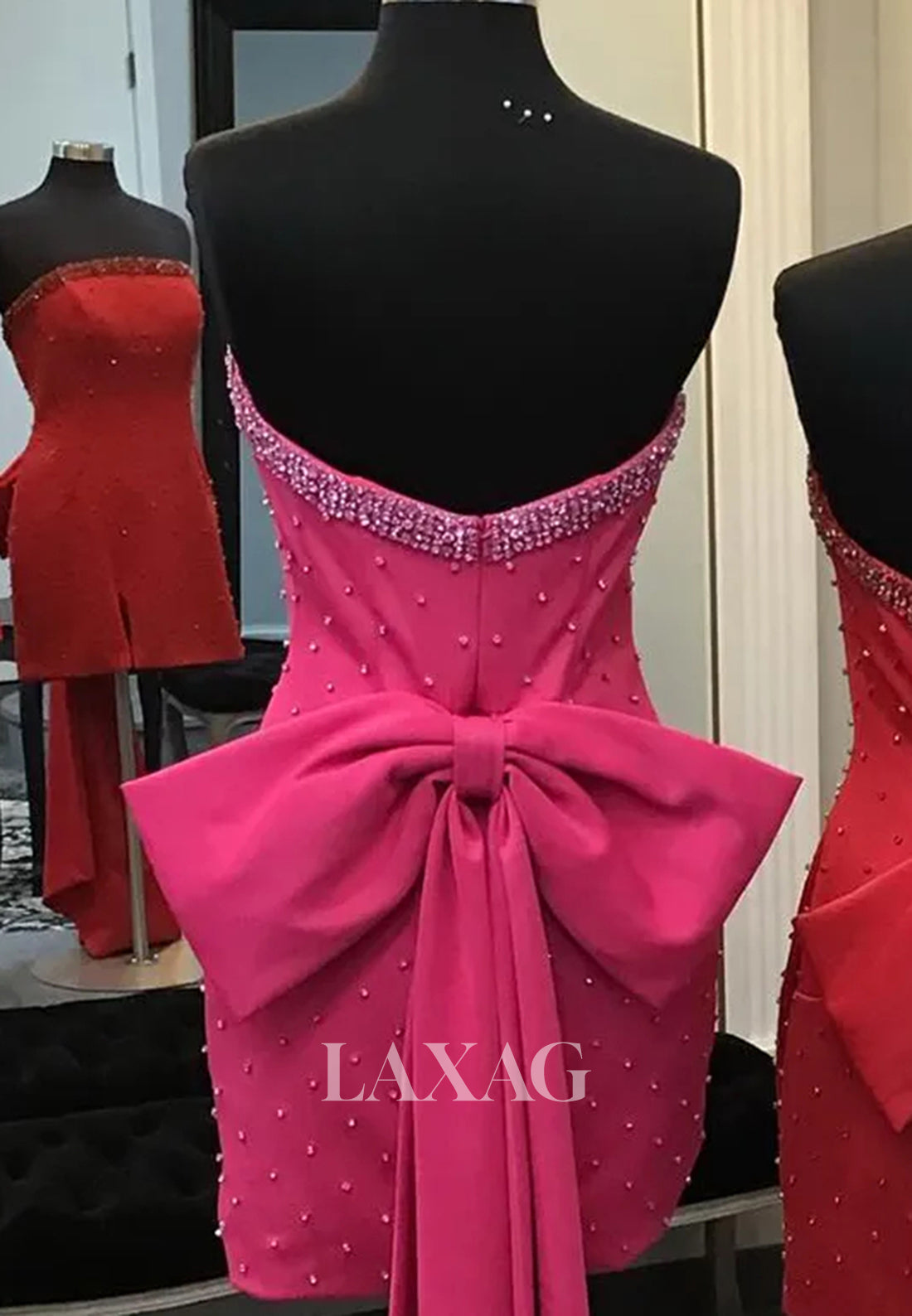 Tube Top Off-Shoulder Sleeveless Fully Beaded Pleated Satin Mermaid Short Homecoming Dress