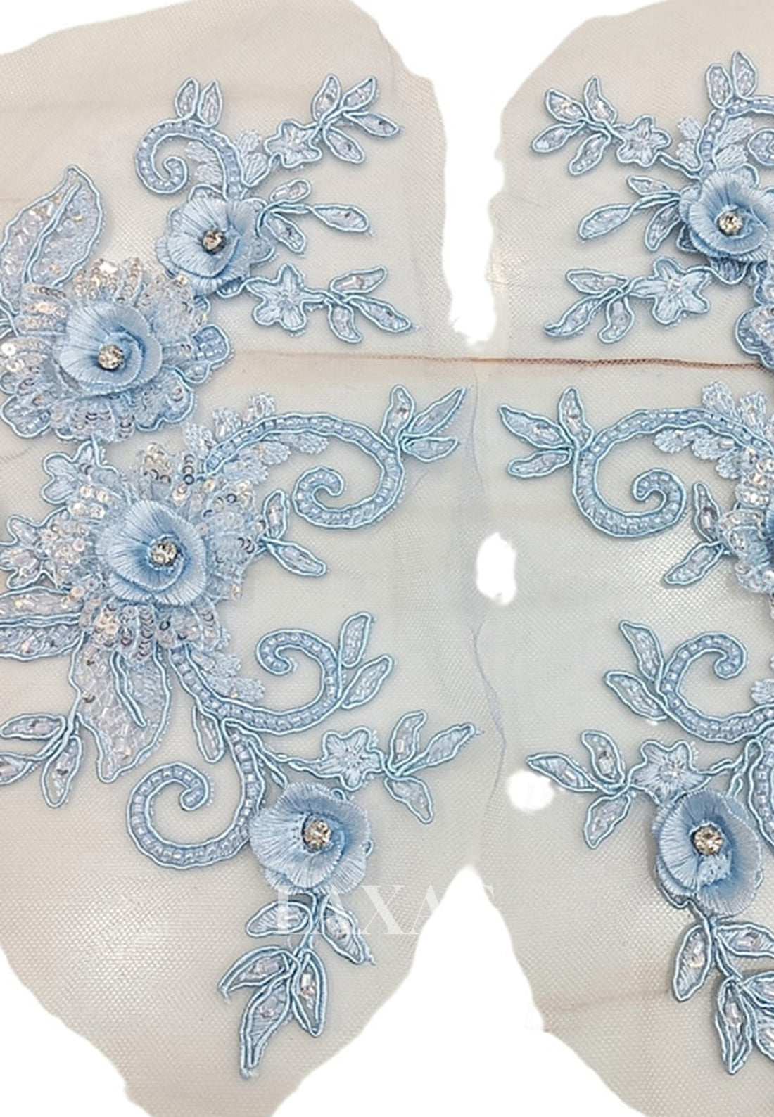 Plunging V-Neck 3/4-Bell-Sleeves Floor-Length Beaded Applique Satin A-Line Evening Dress