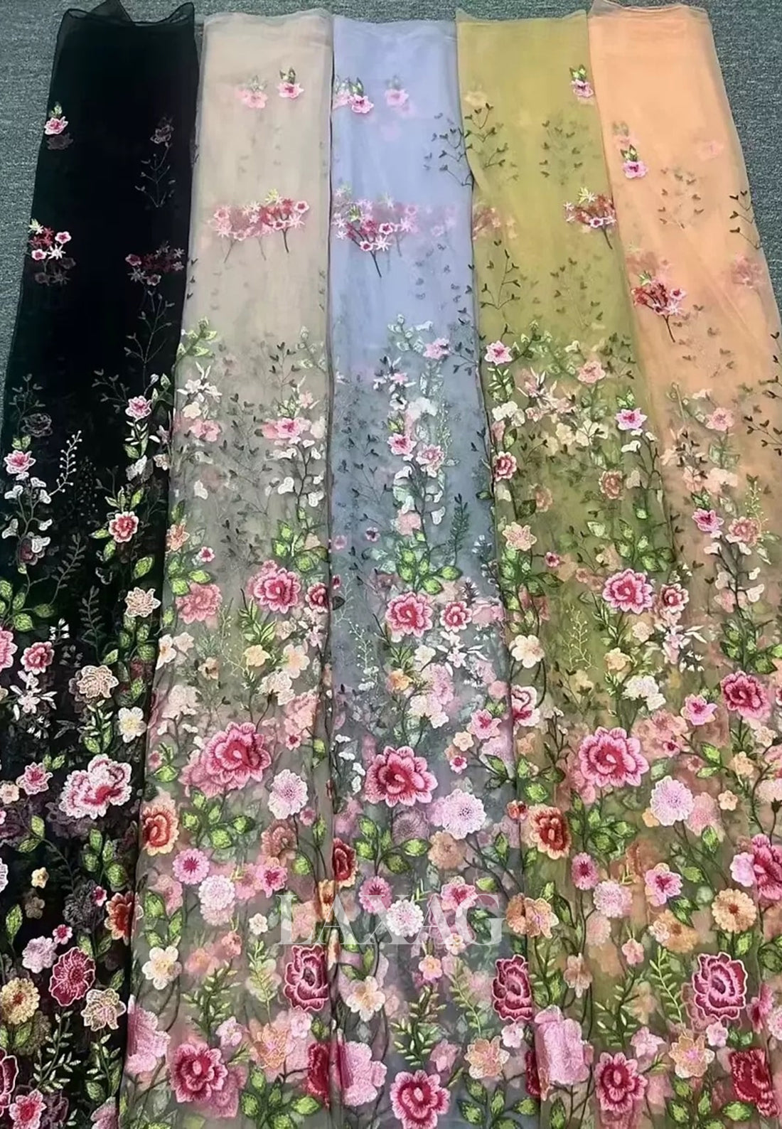 V-Neck Half-Sleeves Multi-Color Embroidered Floor-Length A-Line Mother of the Bride Dress