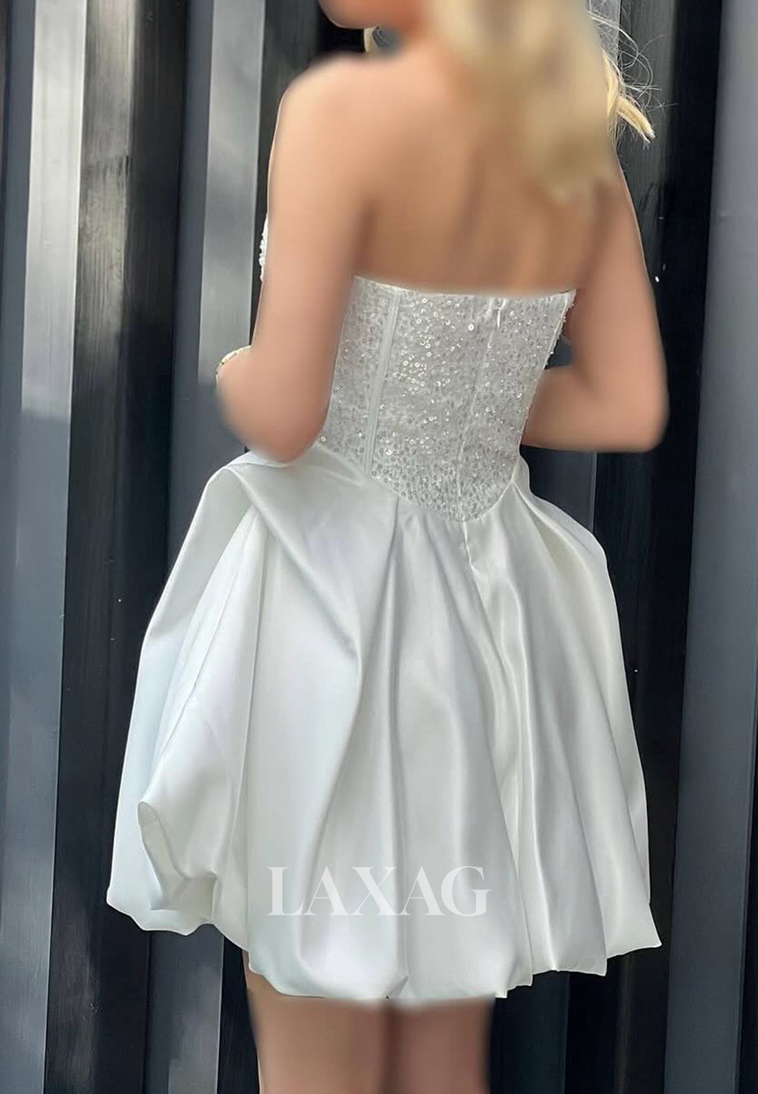 Bateau-Neck Off-Shoulder Sequined Beaded Pleated Satin A-Line Party Homecoming Dress