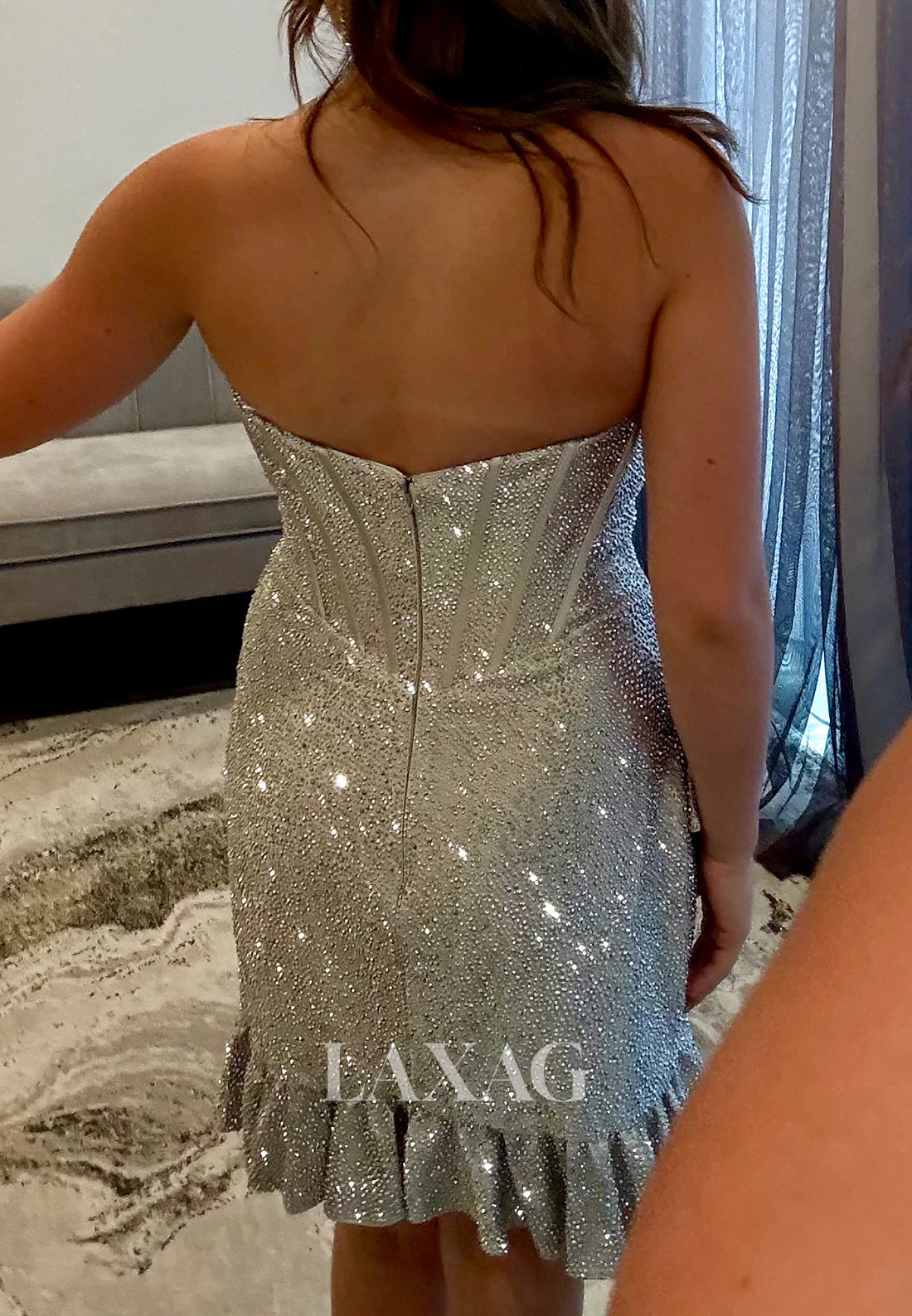 Sweetheart Off-Shoulder Sleeveless Fully Beaded Short Mermaid Party Homecoming Dress