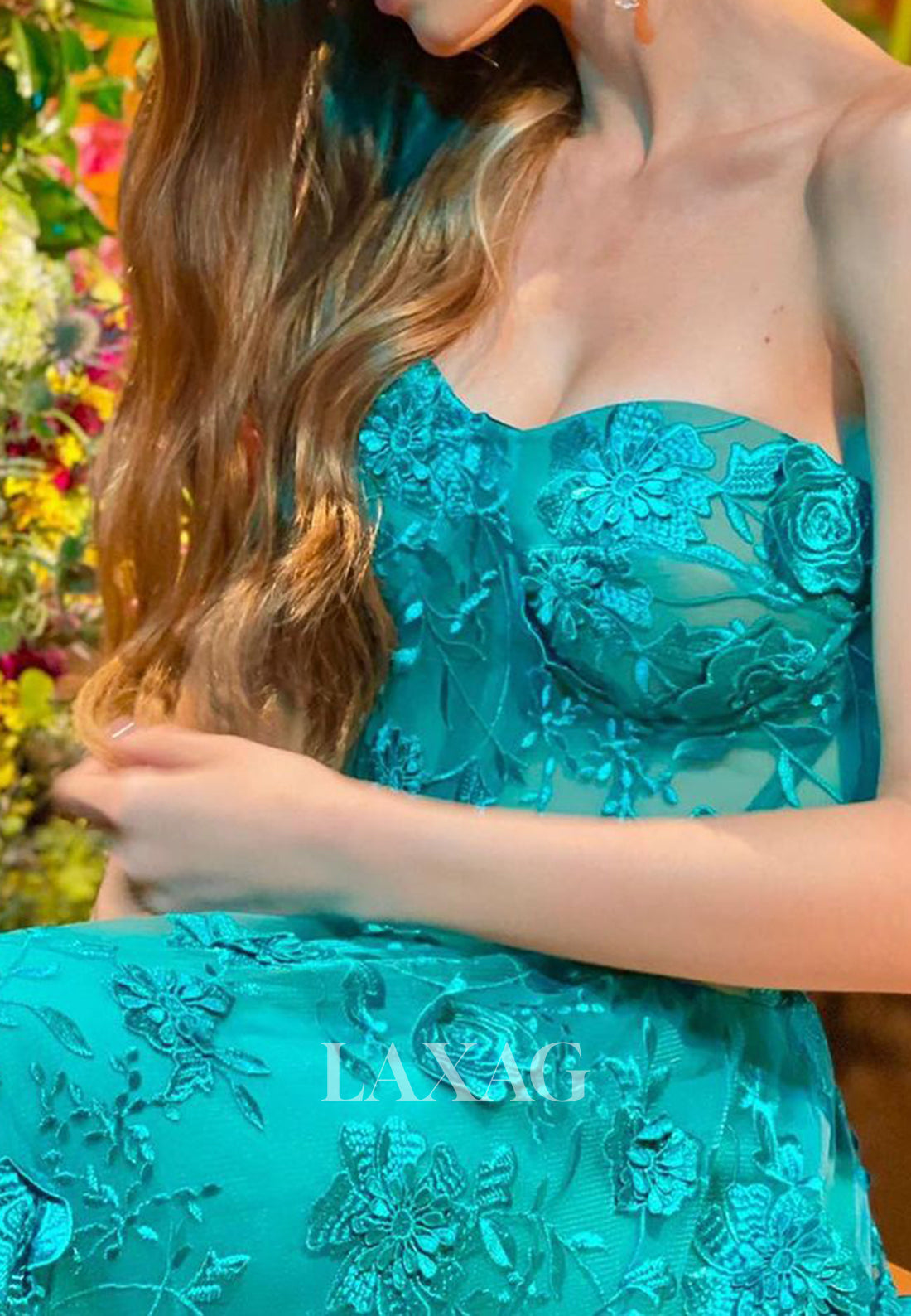 Sweetheart Off-Shoulder Sleeveless Applique Pleated High Slit Long Formal Evening Gowns