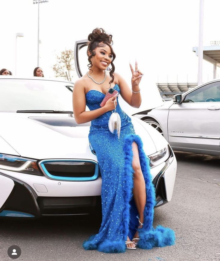 Sweetheart Strapless Mermaid Slit Prom Dress Fully Sequined High Slit Party Dress for Black Girl