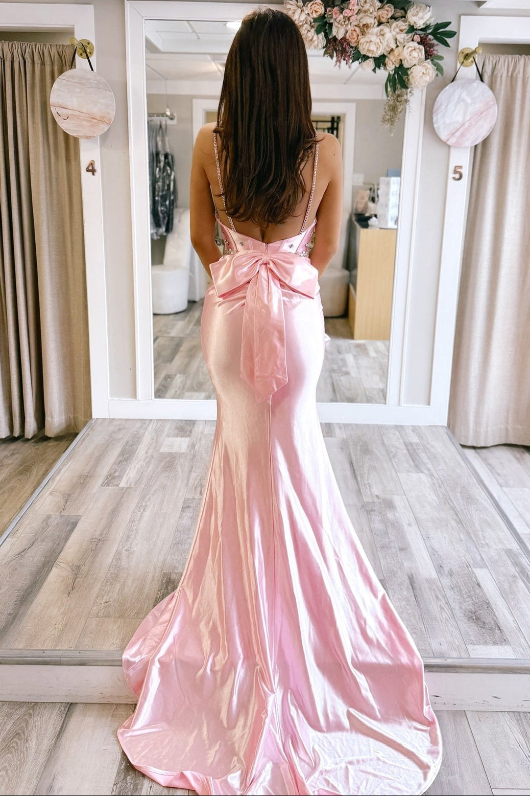 Mermaid Bodycon Sweetheart Satin Beaded Prom Dress Long for Women