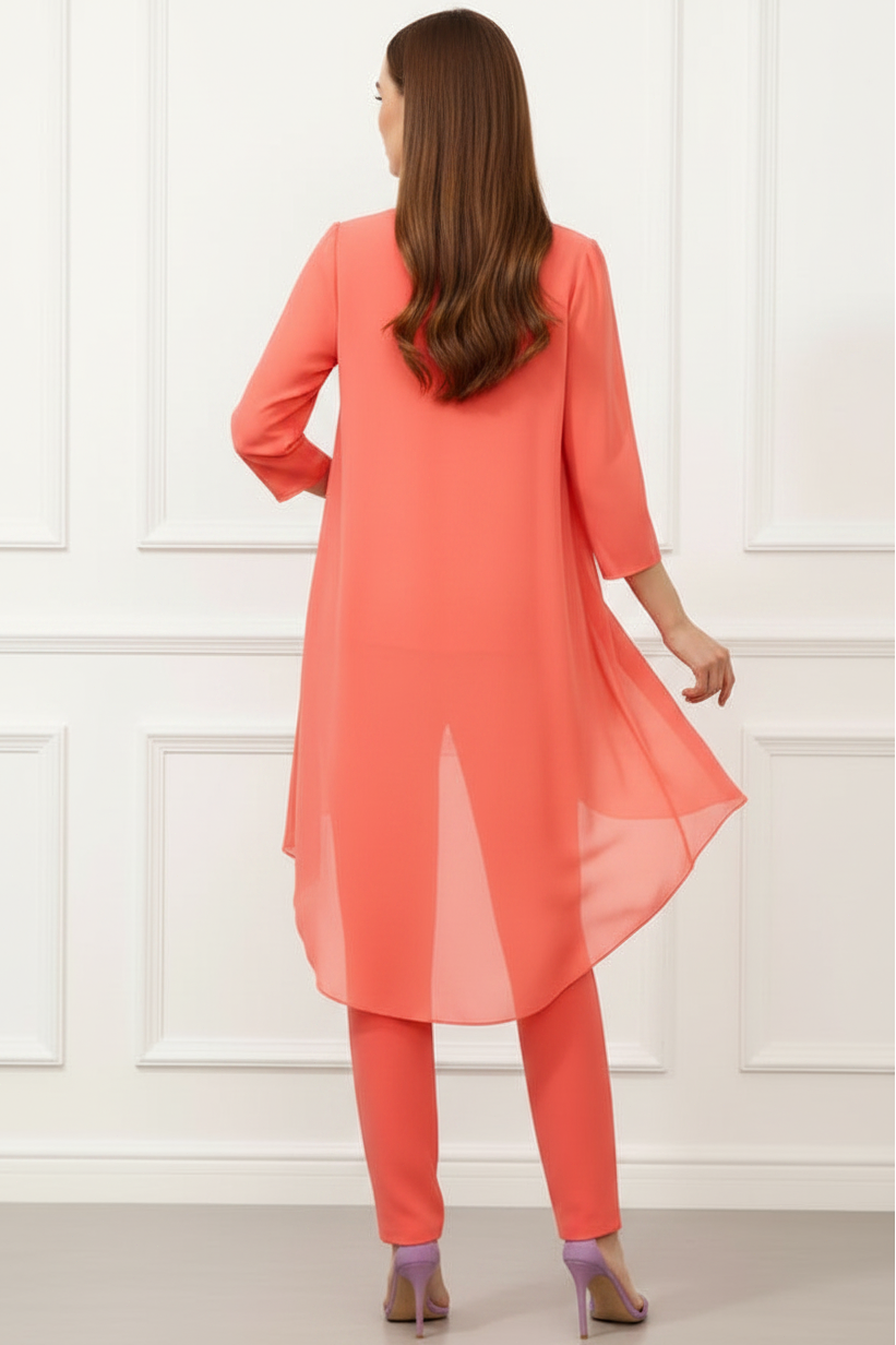 Scoop-Neck 3/4-Sleeves Chiffon Simple Mother of the Bride Jumpsuit