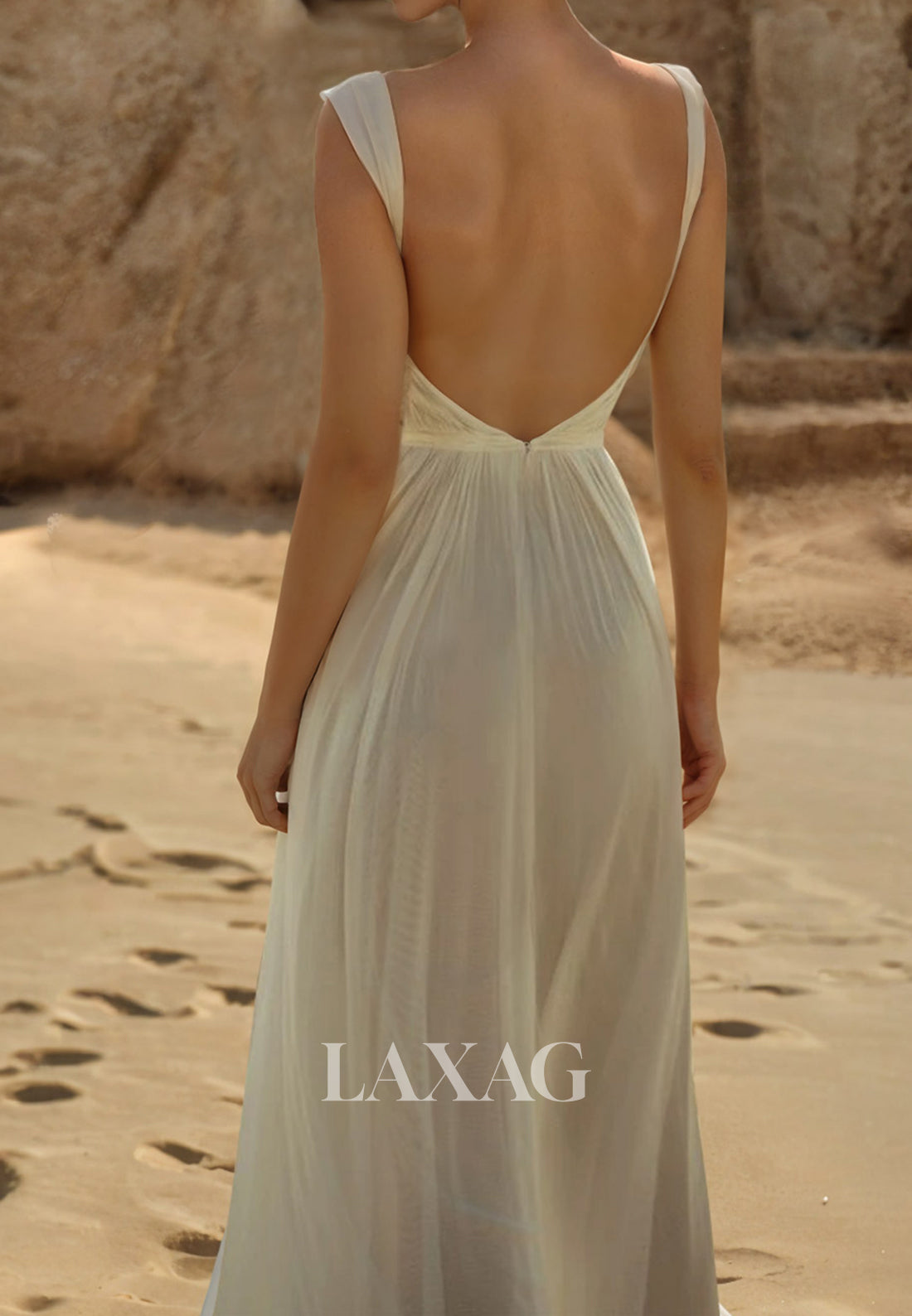 Sweetheart Pleated Tulle A-Line Wedding Dress Spaghetti Straps Sleeveless Bride Gowns with High Slit