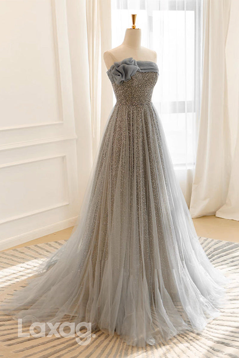 22415 - A-Line Off Shoulder Fully Sequins Tulle Party Prom Formal Evening Dress