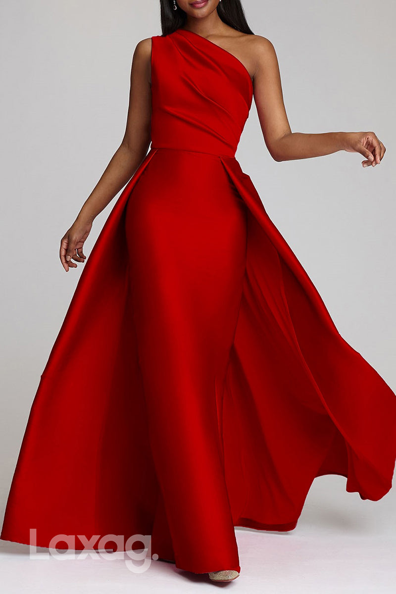 22512 - فستان أم العروس الأنيق من الساتان بكتف واحد وخط A