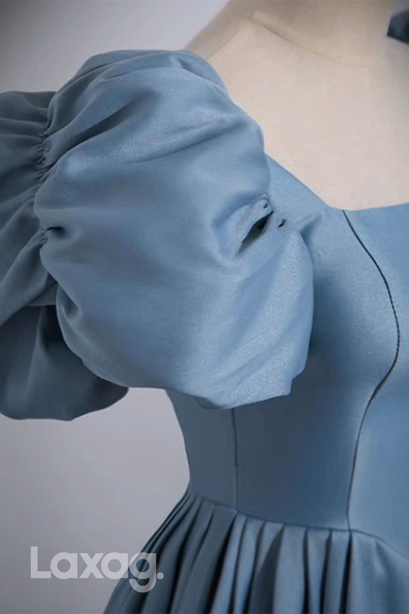 22448 - فستان سهرة رسمي أنيق من الساتان بتصميم مربع على شكل حرف A لحفلات التخرج