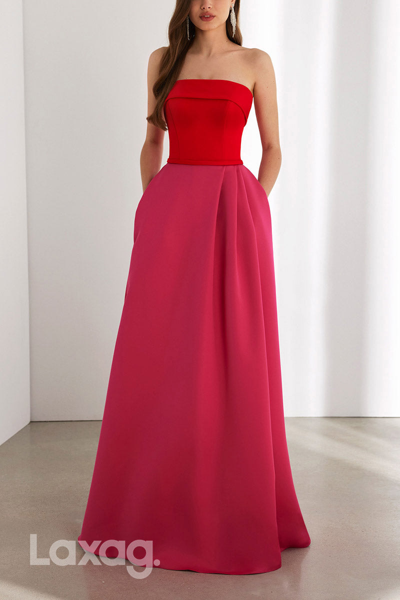 22885 - A-Line Strapless Paneled Sleek Satin Cocktail Party Formal Eve Laxag 22885 - A-Line Strapless Paneled Sleek Satin Cocktail Party Formal Eve Laxag