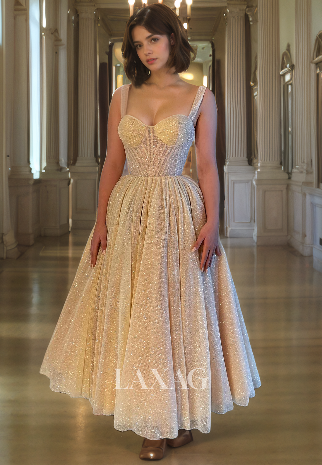 knit prom dress Corset-Bodice Long Diamond-Knit Prom Dress