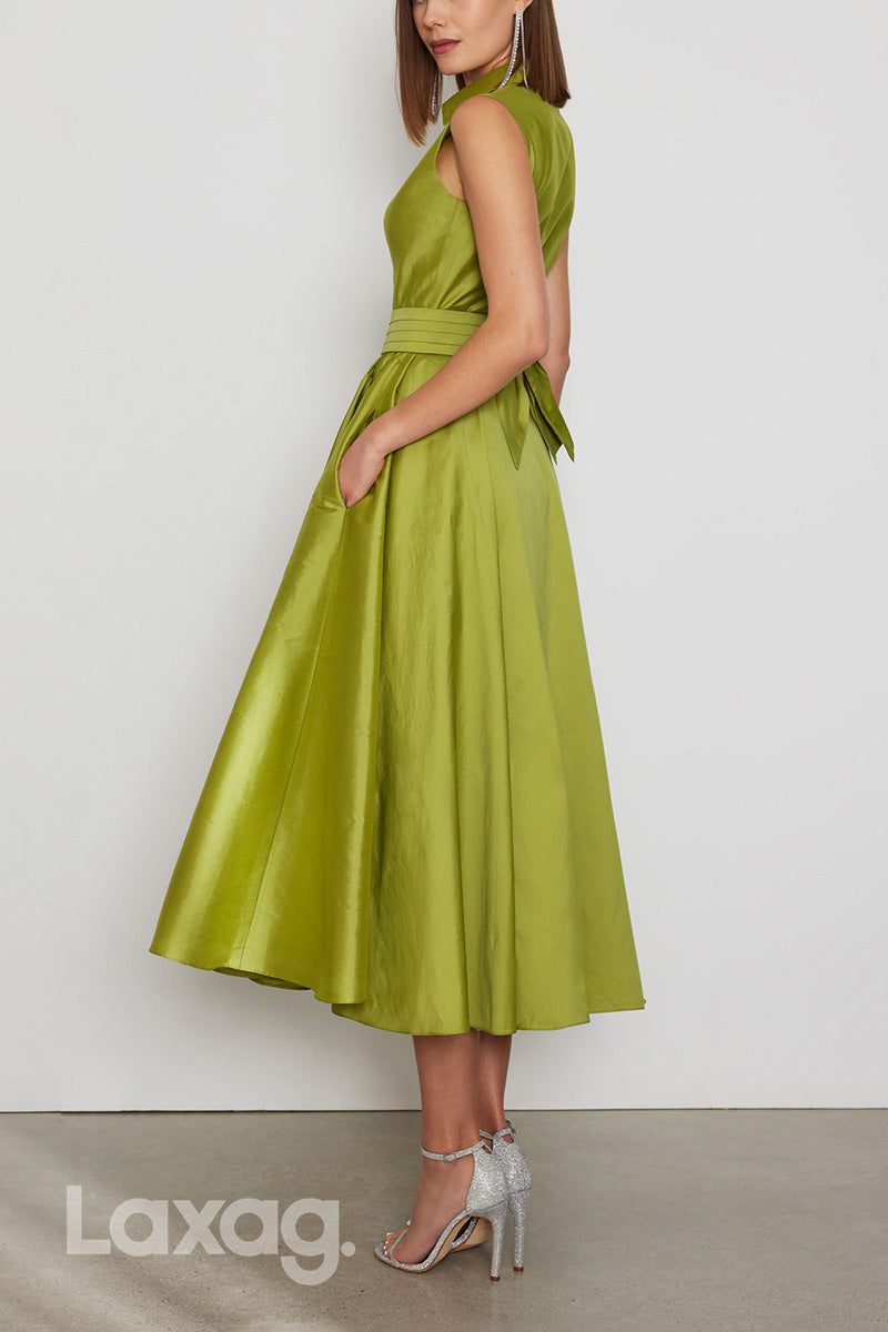 22973 - A-Line V-Neck Sleeveless Ankle-Length Cocktail Party Formal Evening Dress