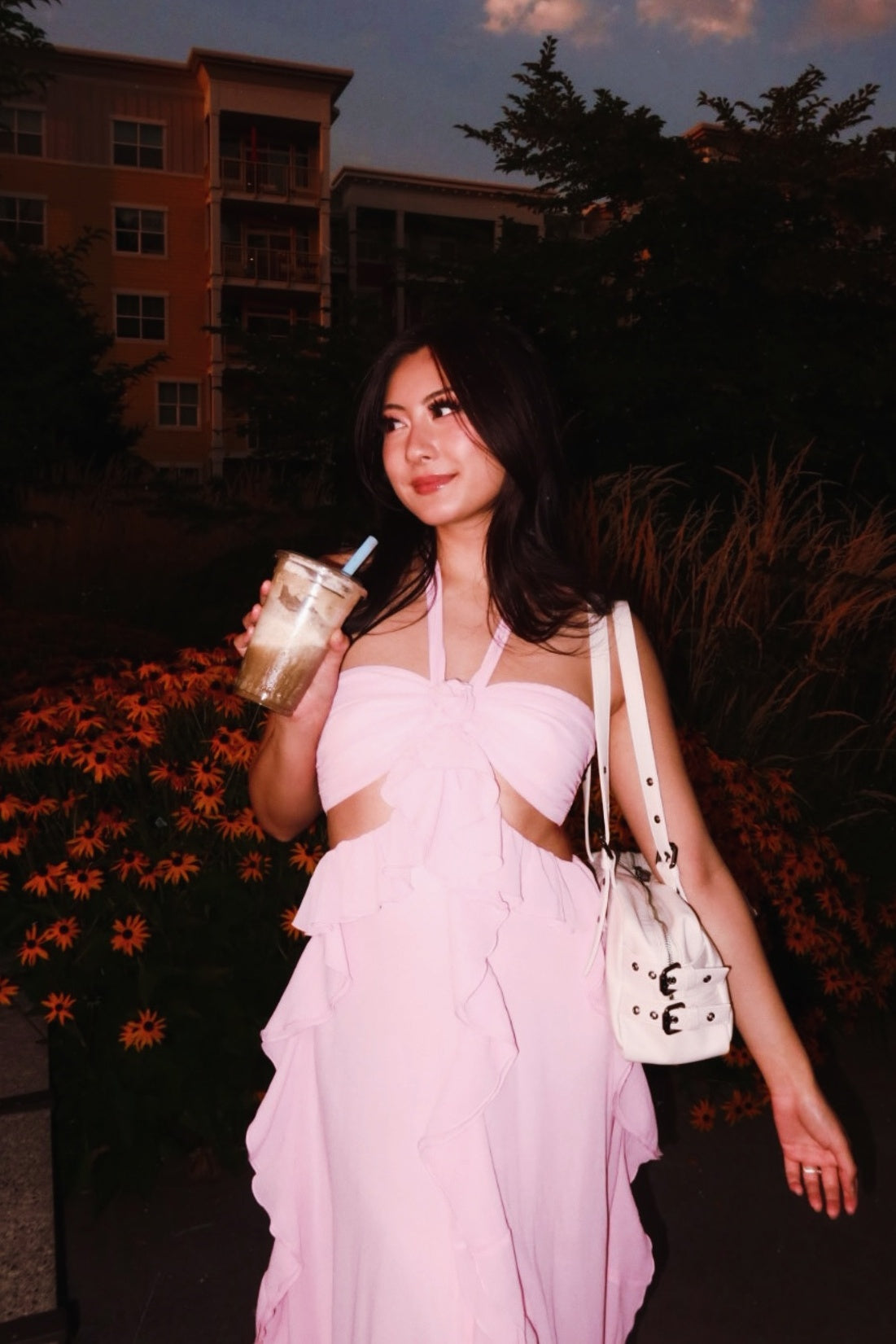 Halter-Sweetheart Sleeveless Ruffled Chiffon Pleated Floor-Length Fitted Prom Dress