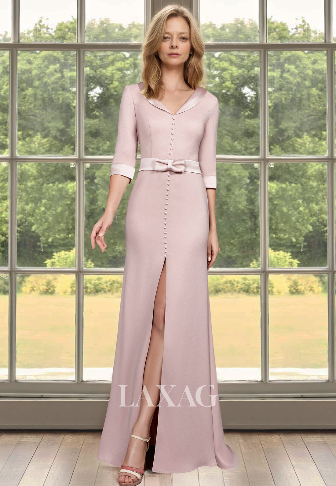 V-Neck Half-Sleeves Cocktail Gowns Slit Floor-Length Mermaid Mother of the Bride Dress V-Neck Half-Sleeves Cocktail Gowns Slit Floor-Length Mermaid Mother of the Bride Dress