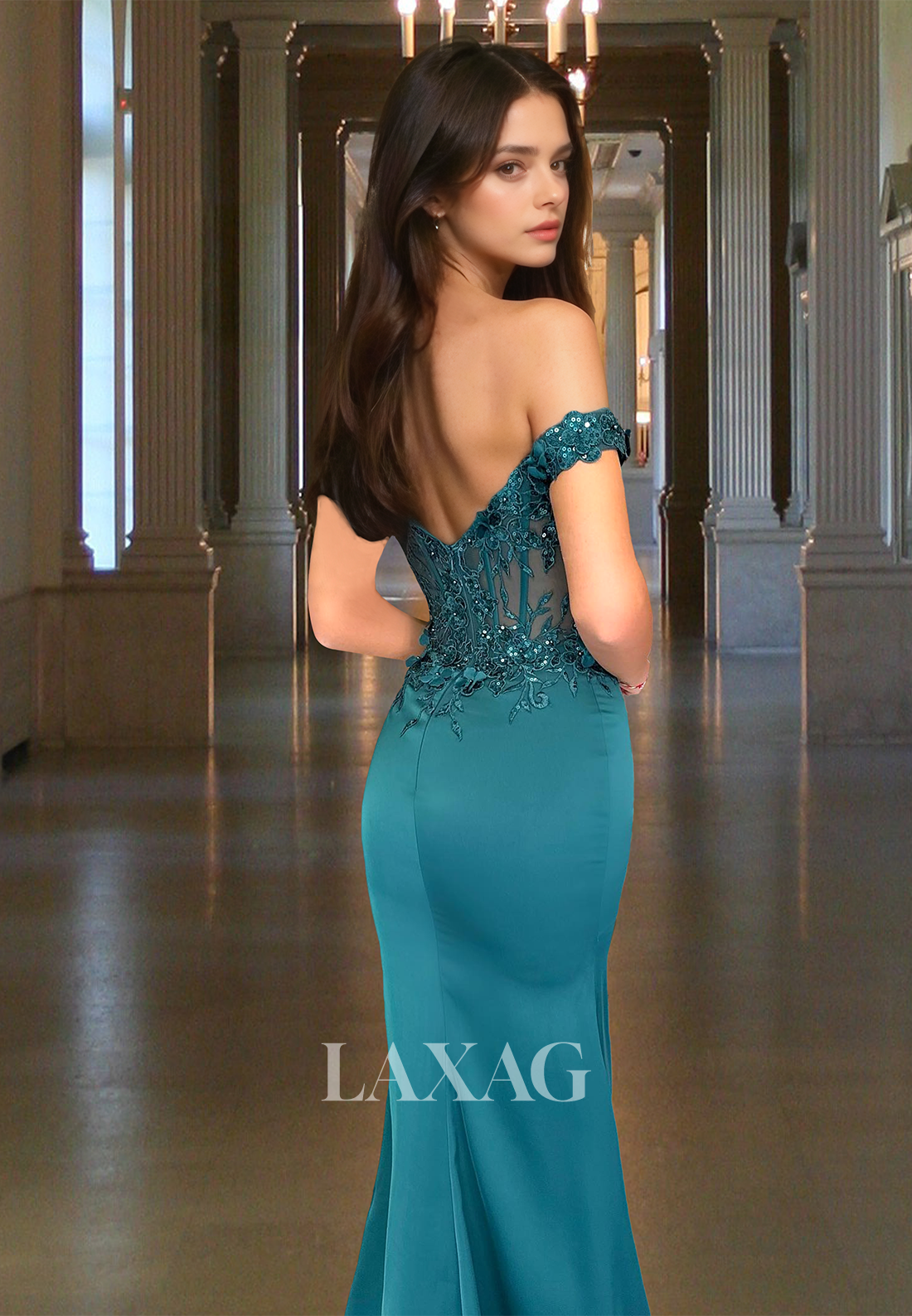 Sweetheart Off-Shoulder Sleeveless Applique Sequins Beaded Pleated Mermaid Prom Dress with Train