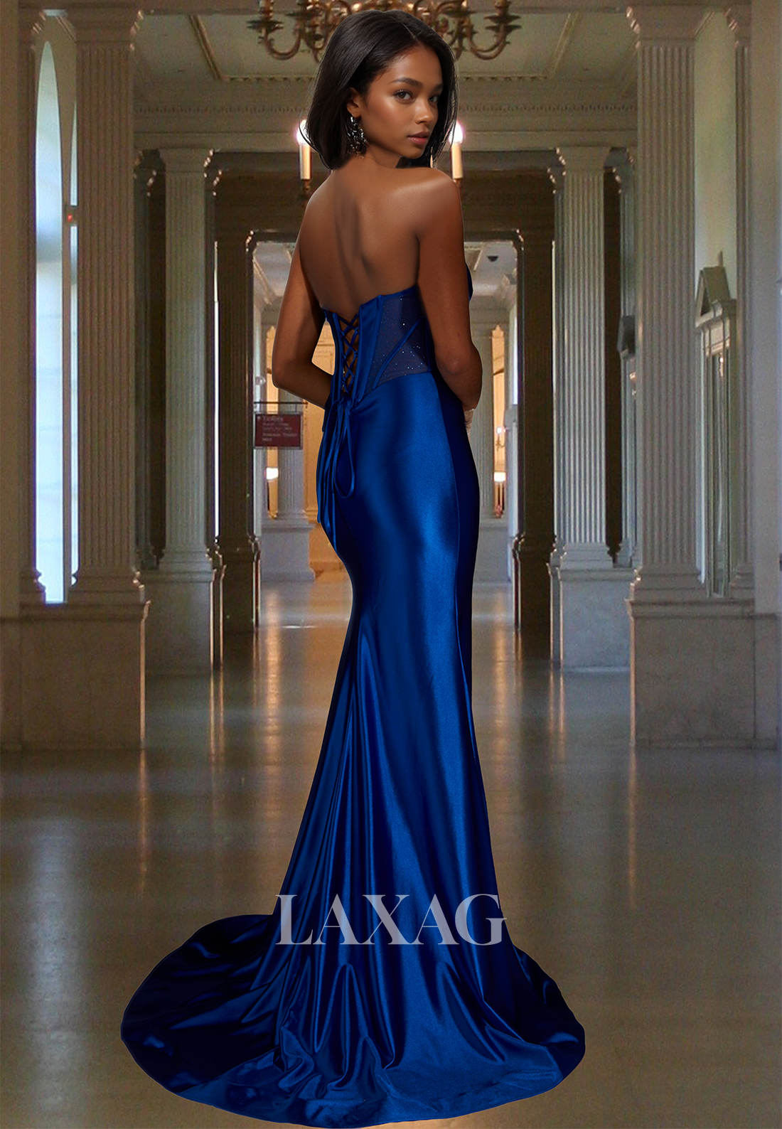 Simple Sweetheart Off-Shoulder Sleeveless Pleated Sweep Train Mermaid Prom Dress with High Slit