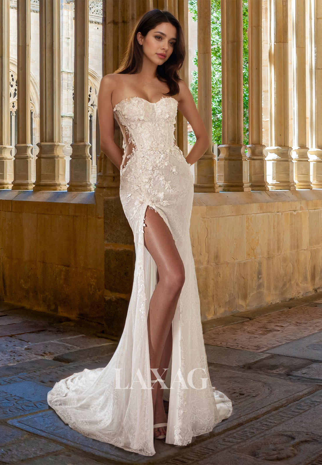 Sweetheart Off-Shoulder Sleeveless Mermaid Wedding Dress Beaded Lace A Laxag Sweetheart Off-Shoulder Sleeveless Mermaid Wedding Dress Beaded Lace A Laxag