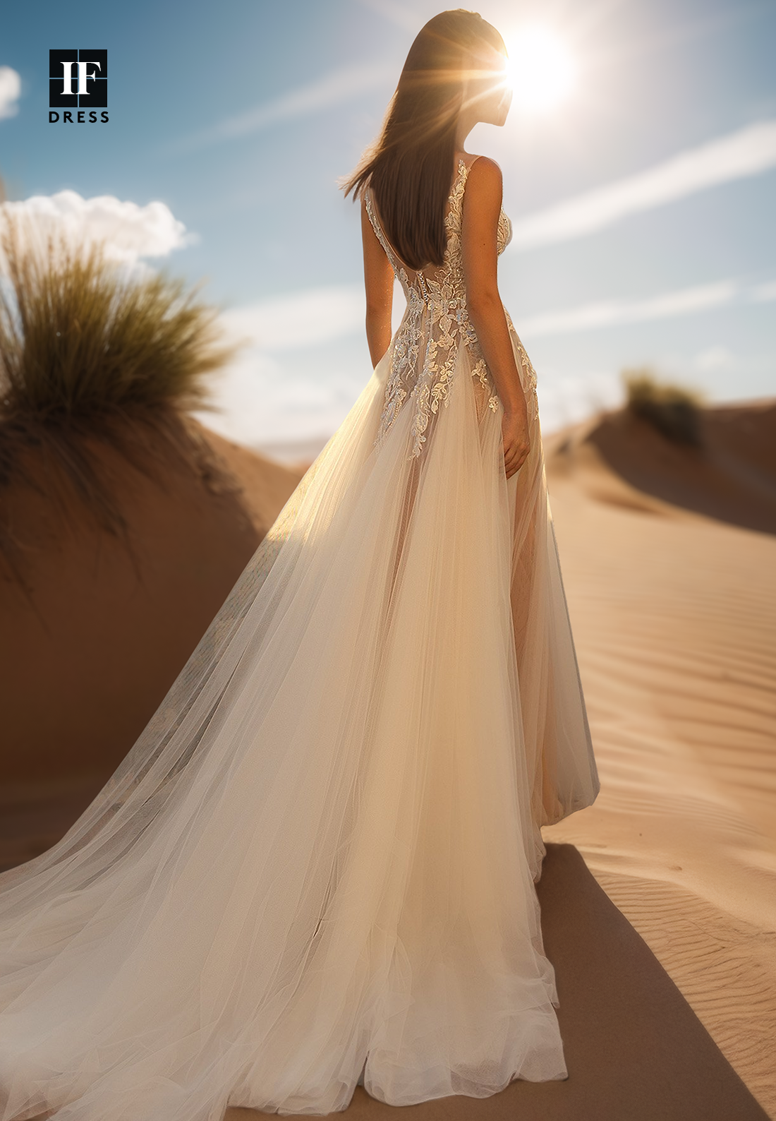 Scoop-Neck Straps Sleeveless Tulle A-Line Wedding Dress Sequined Lace Applique Pleated Bride Gowns