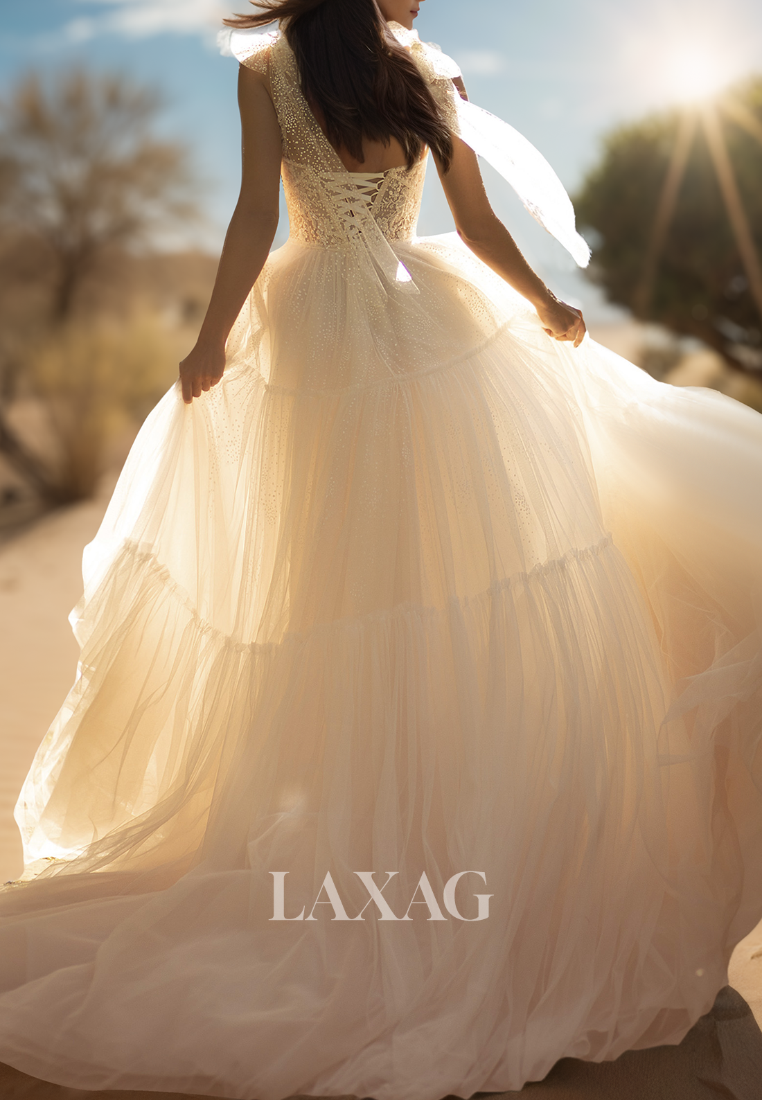 Sweetheart Spaghetti Straps Off-Shoulder Sleeveless Beaded Sequined Pleated Tulle A-Line Wedding Dress