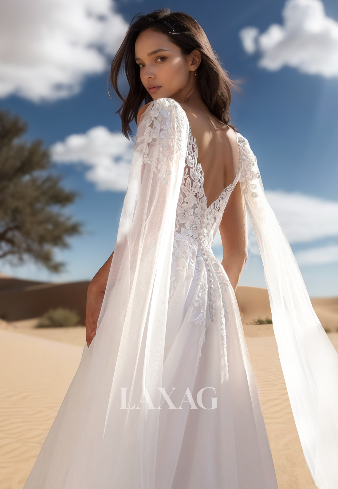 Deep V-Neck Straps Applique A-Line Wedding Dress Off-Shoulder Sleeveless Sweep Train Chiffon Bride Gowns