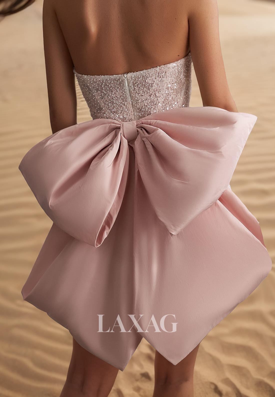 Sweetheart Off-Shoulder Sleeveless Short Mermaid Wedding Dress Fully Sequined Bride Gowns with Big Bow