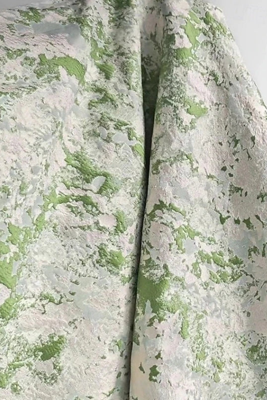 Scoop-Neck Short-Sleeves Floor-Length Print-Satin Pleated A-Line Mother of the Bride Dress