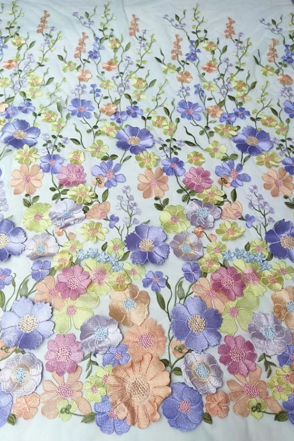 Scoop-Neck 3/4-Sleeves Jacquard Satin&Tulle Ankle-Length A-Line Mother of the Bride Dress