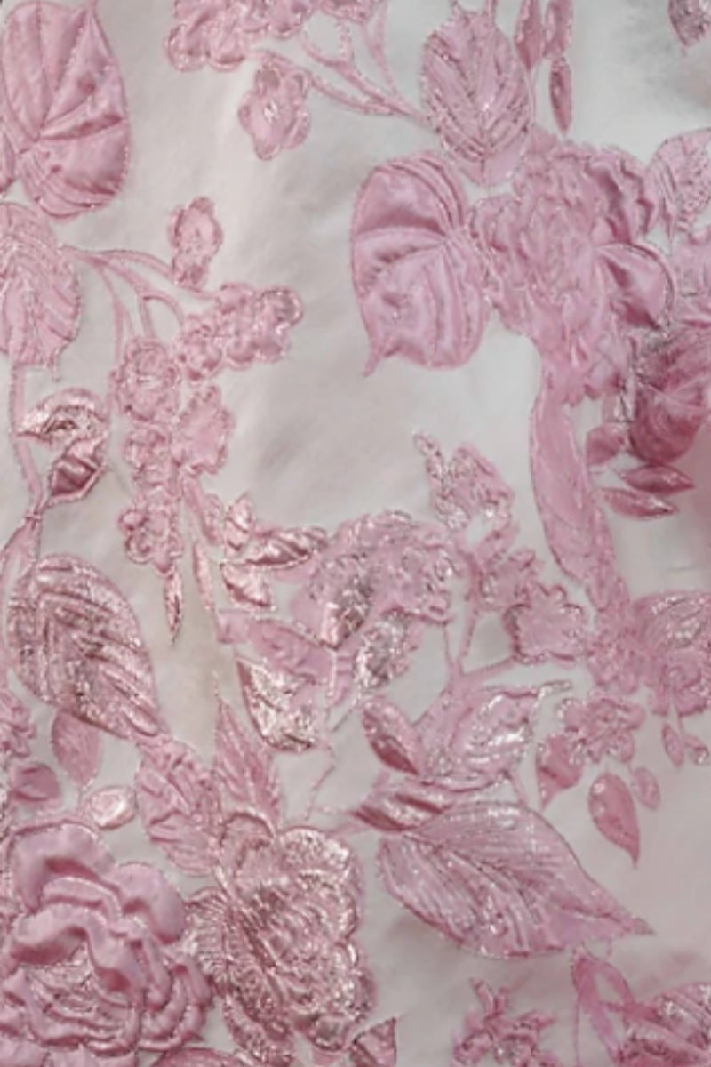 V-Neck Off-Shoulder Sleeveless Tea-Length Jacquard Satin A-Line Mother of the Bride Dress