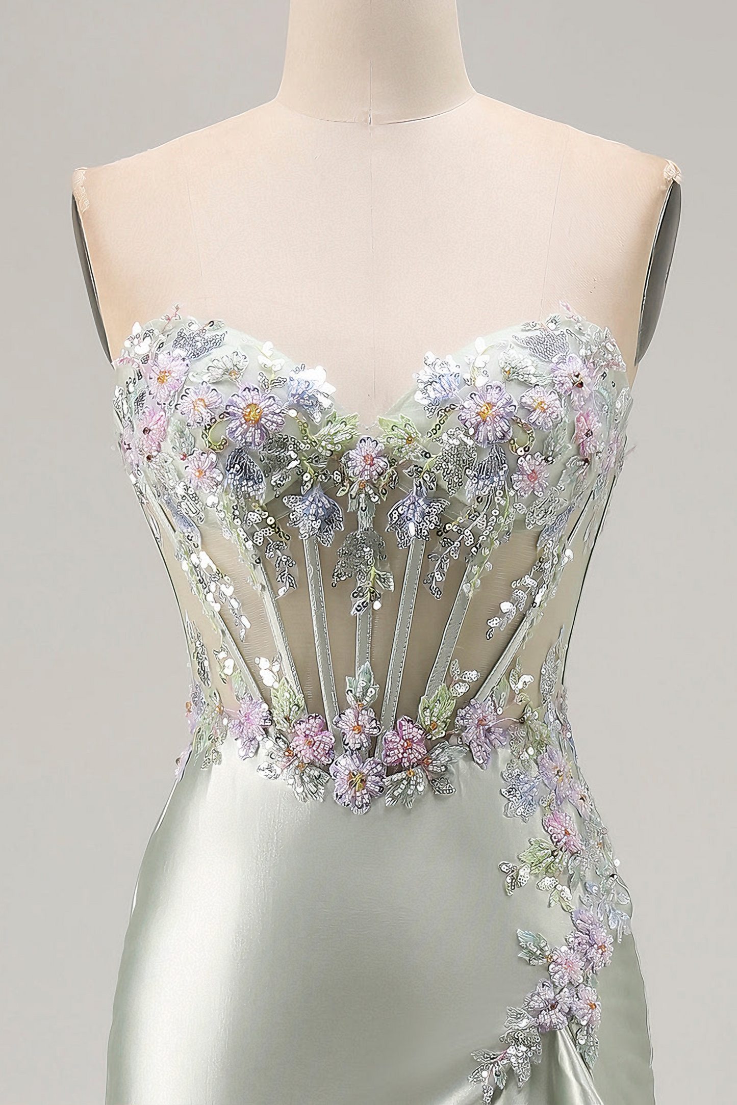 Sweetheart Sleeveless Sequined Beaded Ruffled Satin Pleated Mermaid Formal Prom Dress