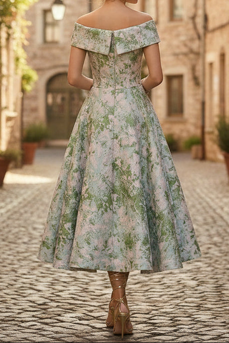 V-Neck Sleeveless Jacquard Satin Pleated Ankle-Length A-Line Mother of the Bride Dress