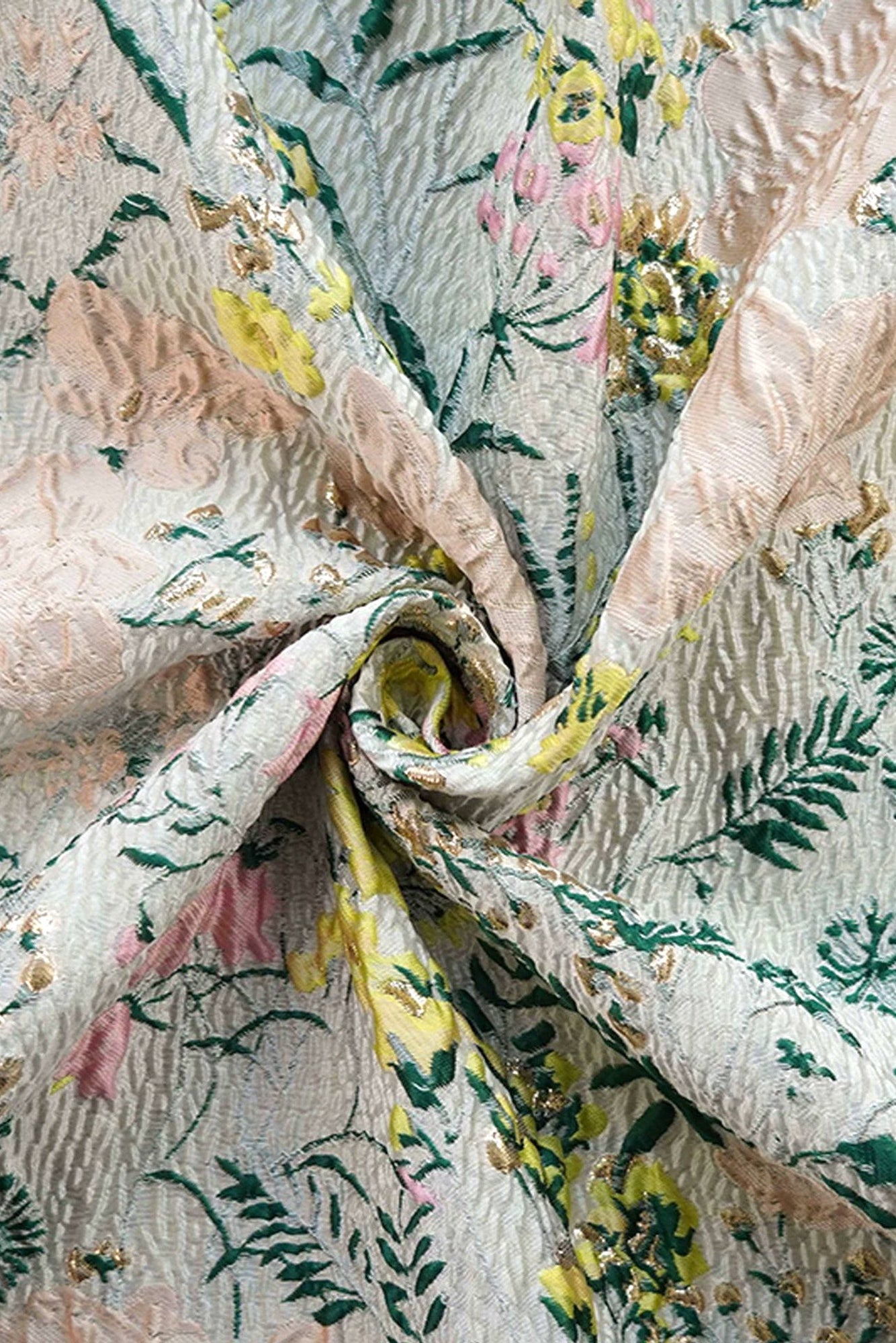 A-Line V-Neck Strap Sleeveless Jacquard Satin Pleated Floor-Length Evening Dress with Slit