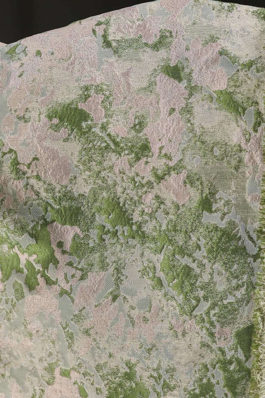 Asymmetrical-Neck One-Strap Jacquard Satin Pleated A-Line Evening Dress with High Slit