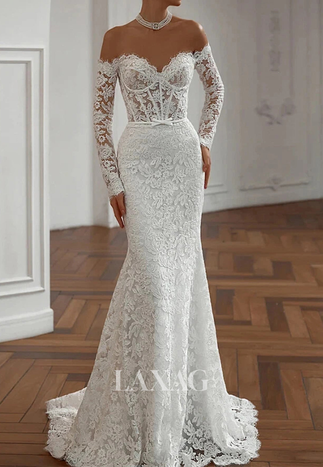 sheer train wedding dress See through Lantern Sleeve Backless Court Train Wedding Dress Bridal G SELINADRESS