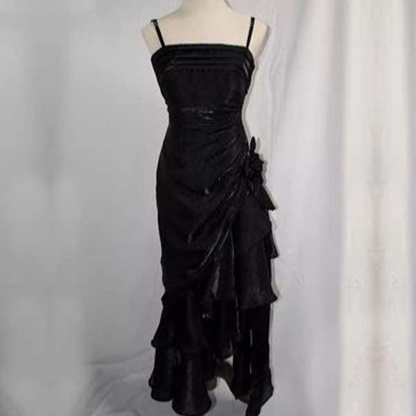 Tube Top Spaghetti Straps Sleeveless Ruffled Satin Pleated Tiered Fitted Prom Dress