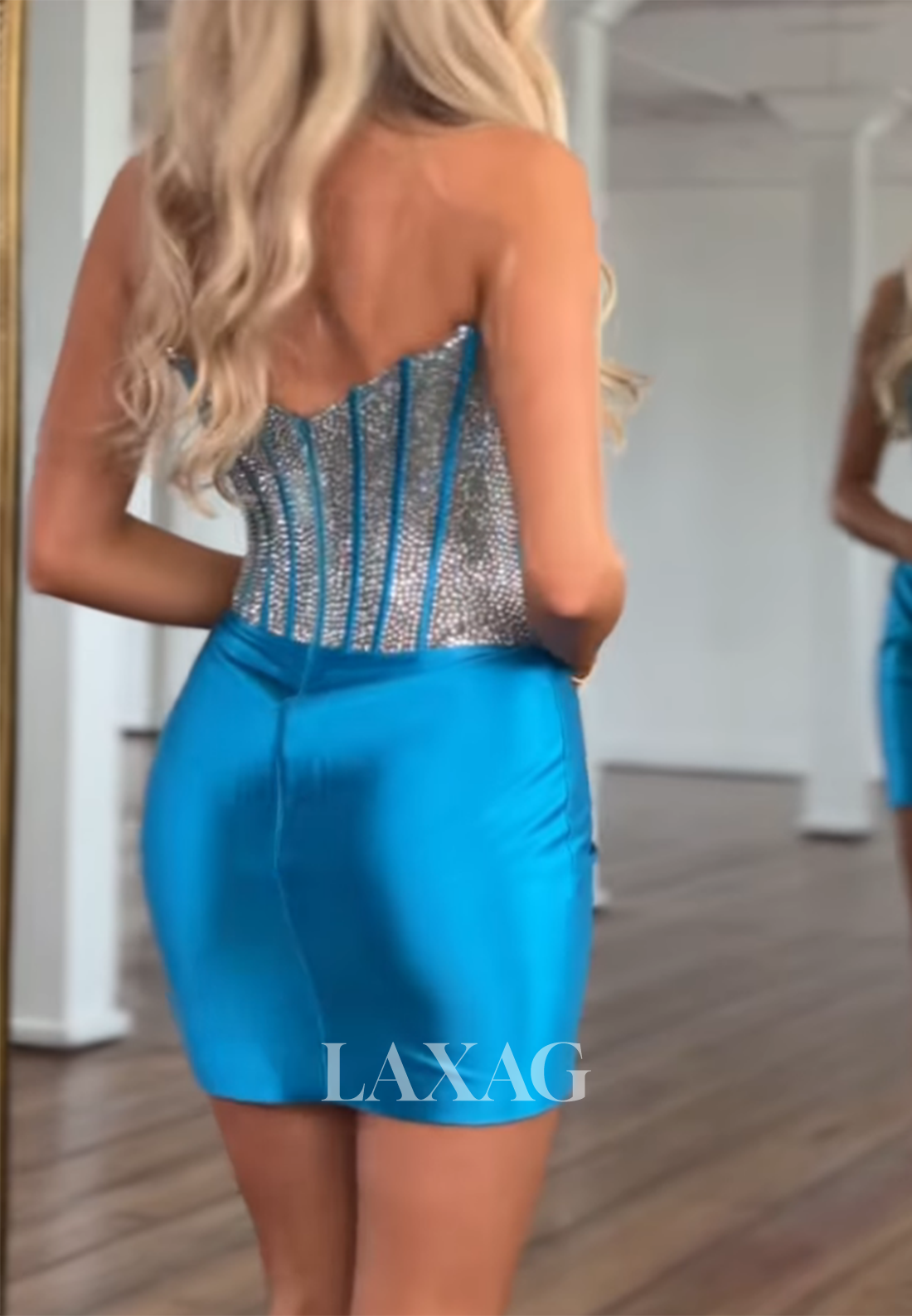 Off-Shoulder V-Neck Sleeveless Beaded Pleated Satin Mermaid Party Homecoming Dress