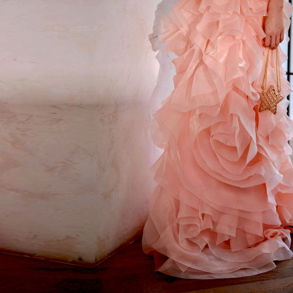 Off-Shoulder Tube Top Floor-Length Ruffled Chiffon Pleated Tiered Fitted Party Prom Dress