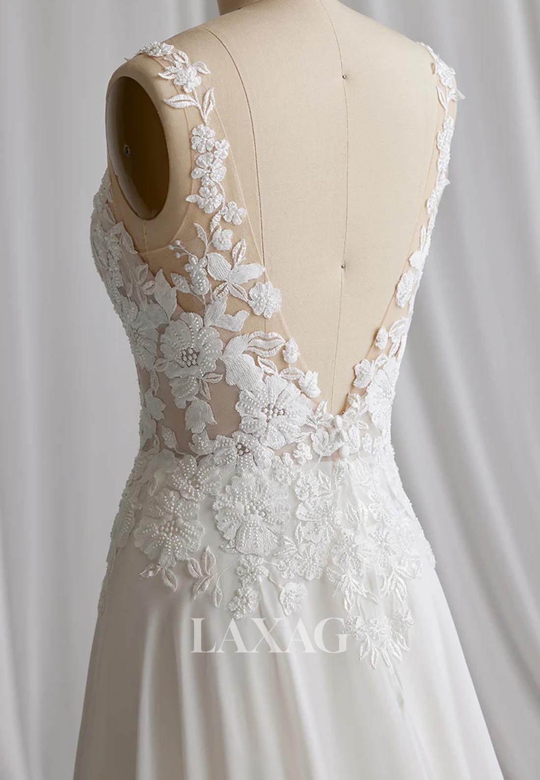 V-Neck Straps Sleeveless Boho Beach Bride Gowns Applique Pleated Tulle A-Line Wedding Dress