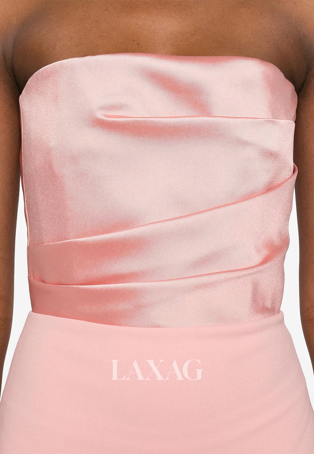 Tube Top Off-Shoulder Sleeveless Fitted Evening Dress Pleated Satin Ankle-Length Formal Gowns