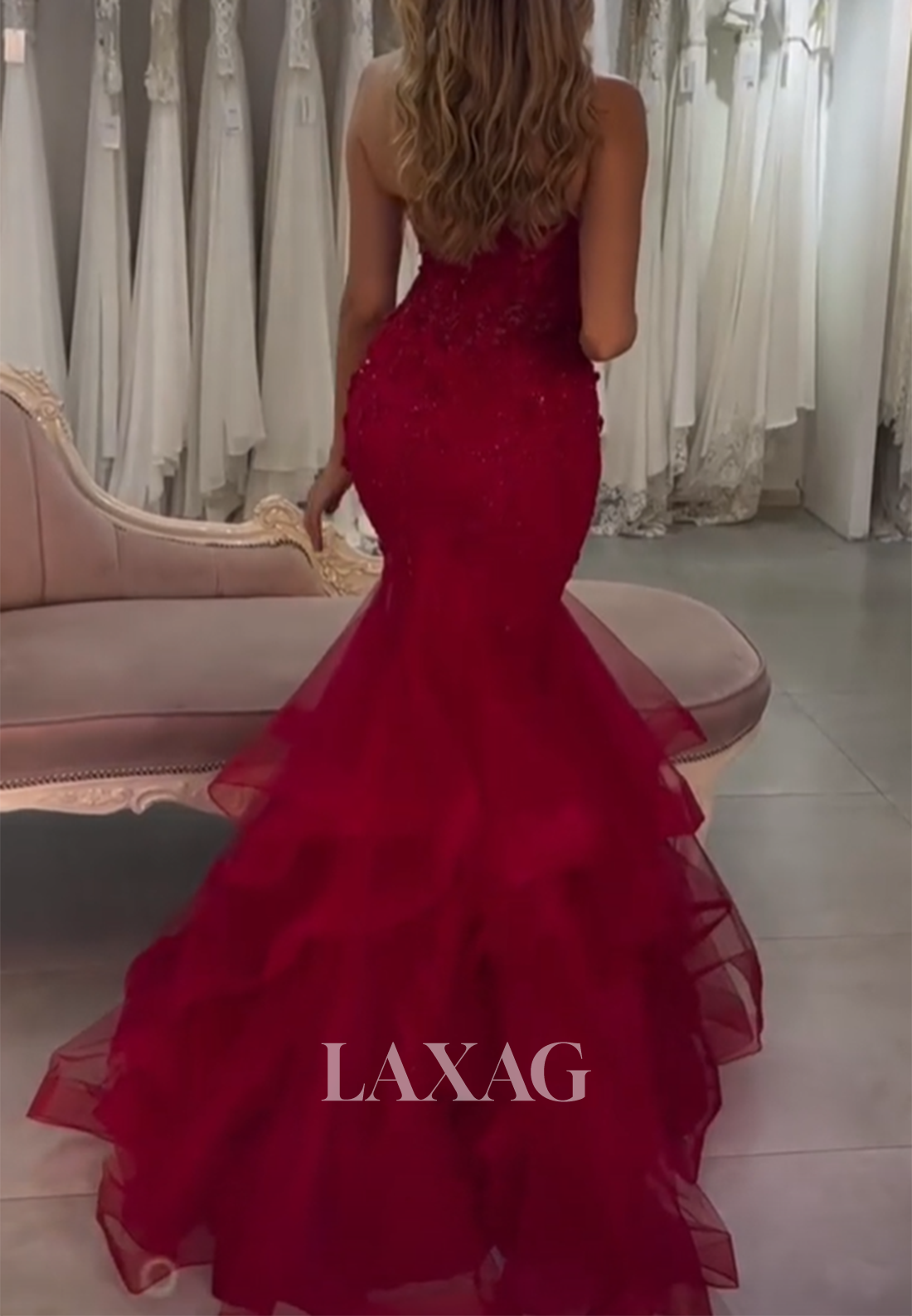 Sweetheart Appliques Tulle Mermaid Prom Dress Off-Shoulder Sleeveless Party Gowns