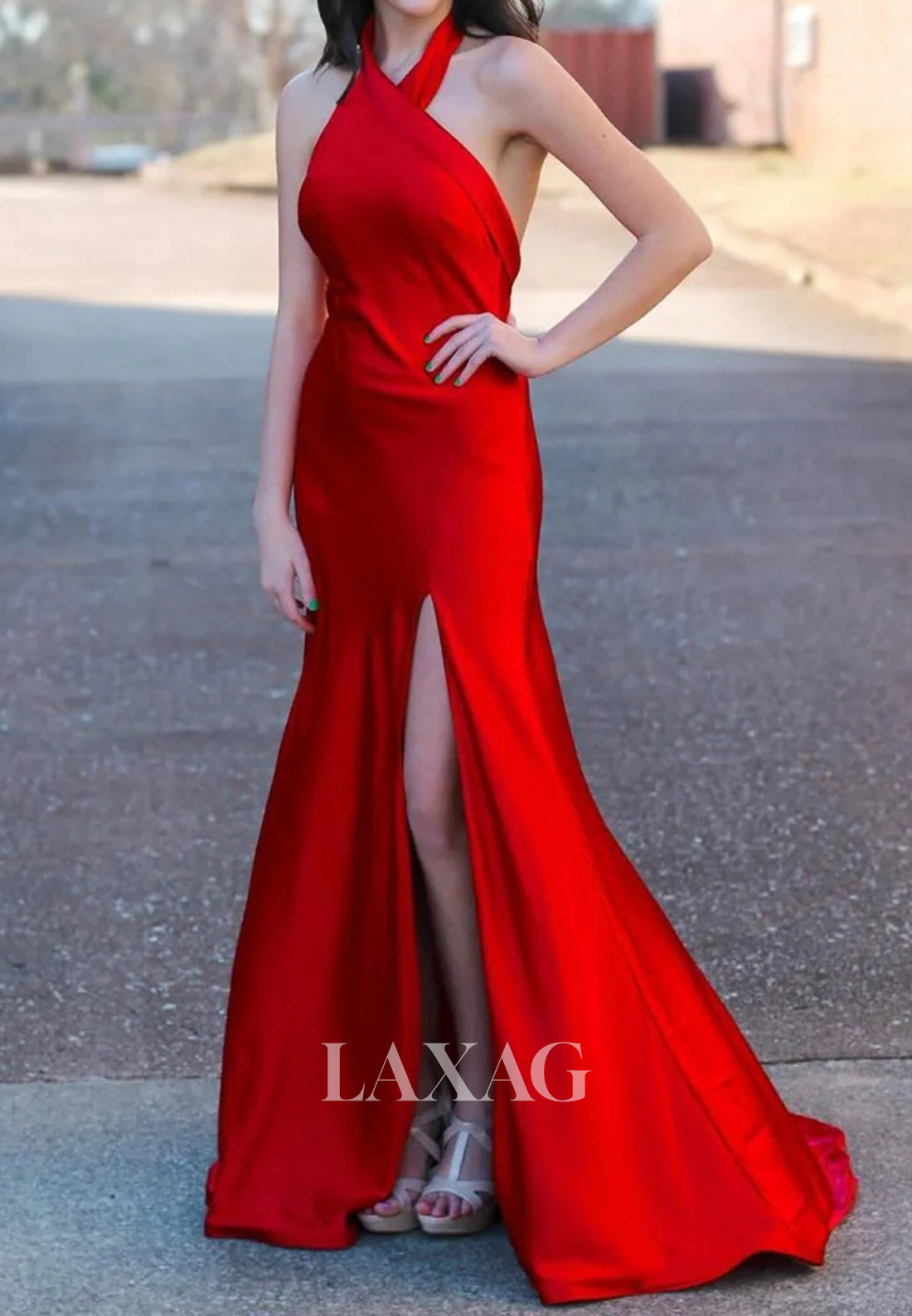 Off-Shoulder Halter-Neck Off-Shoulder Mermaid Prom Dress Sleeveless Pleated Slit Formal Gowns Off-Shoulder Halter-Neck Off-Shoulder Mermaid Prom Dress Sleeveless Pleated Slit Formal Gowns