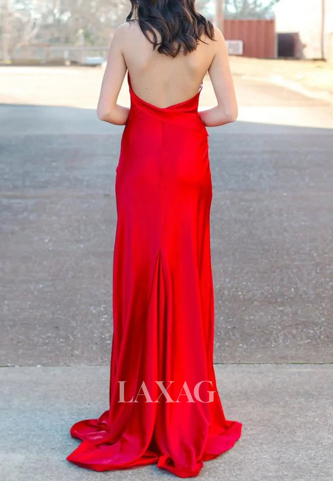 Off-Shoulder Halter-Neck Off-Shoulder Mermaid Prom Dress Sleeveless Pleated Slit Formal Gowns