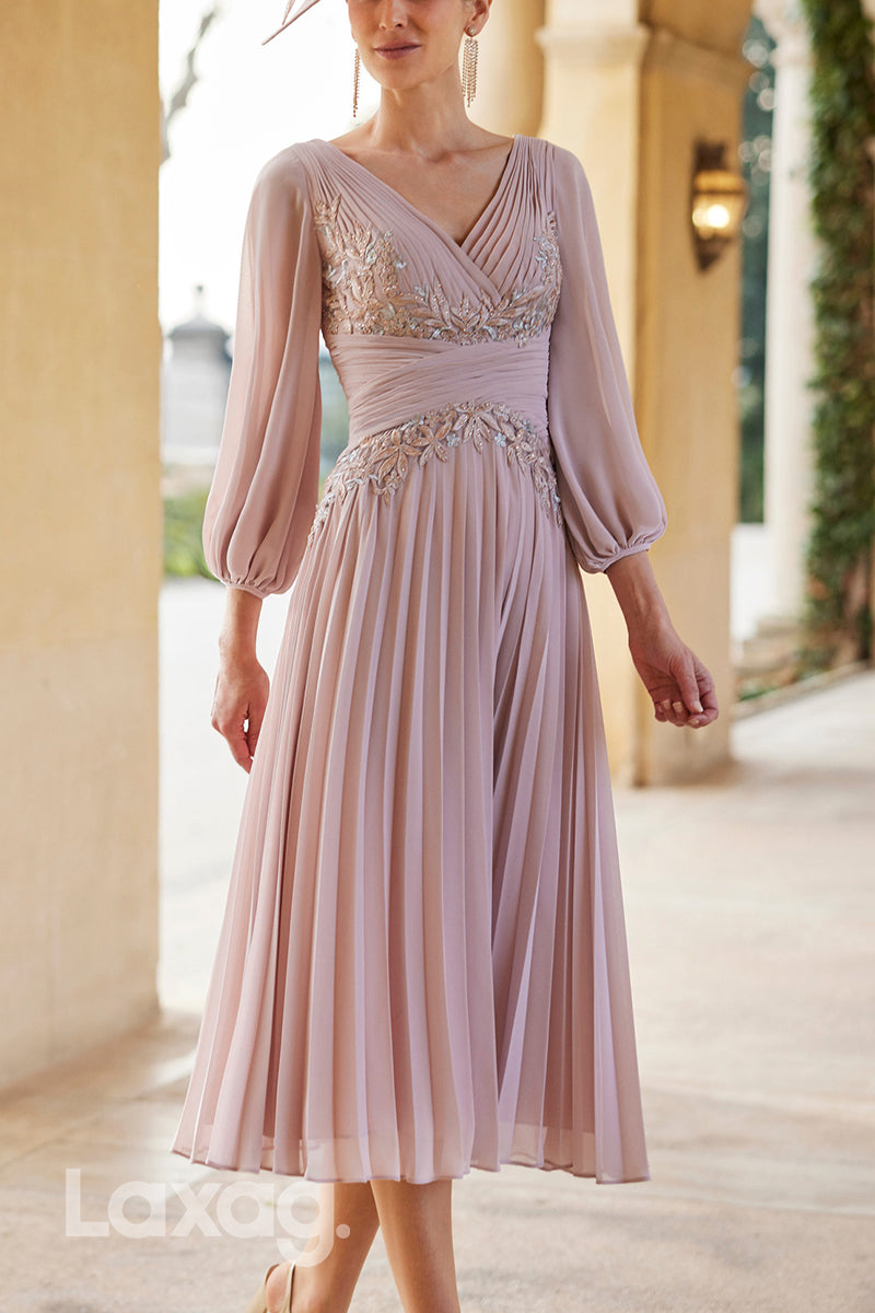 23002 - V-Neck Long Sleeves Appliques Beaded Chiffon Mother of the Bride Dress 23002 - V-Neck Long Sleeves Appliques Beaded Chiffon Mother of the Bride Dress