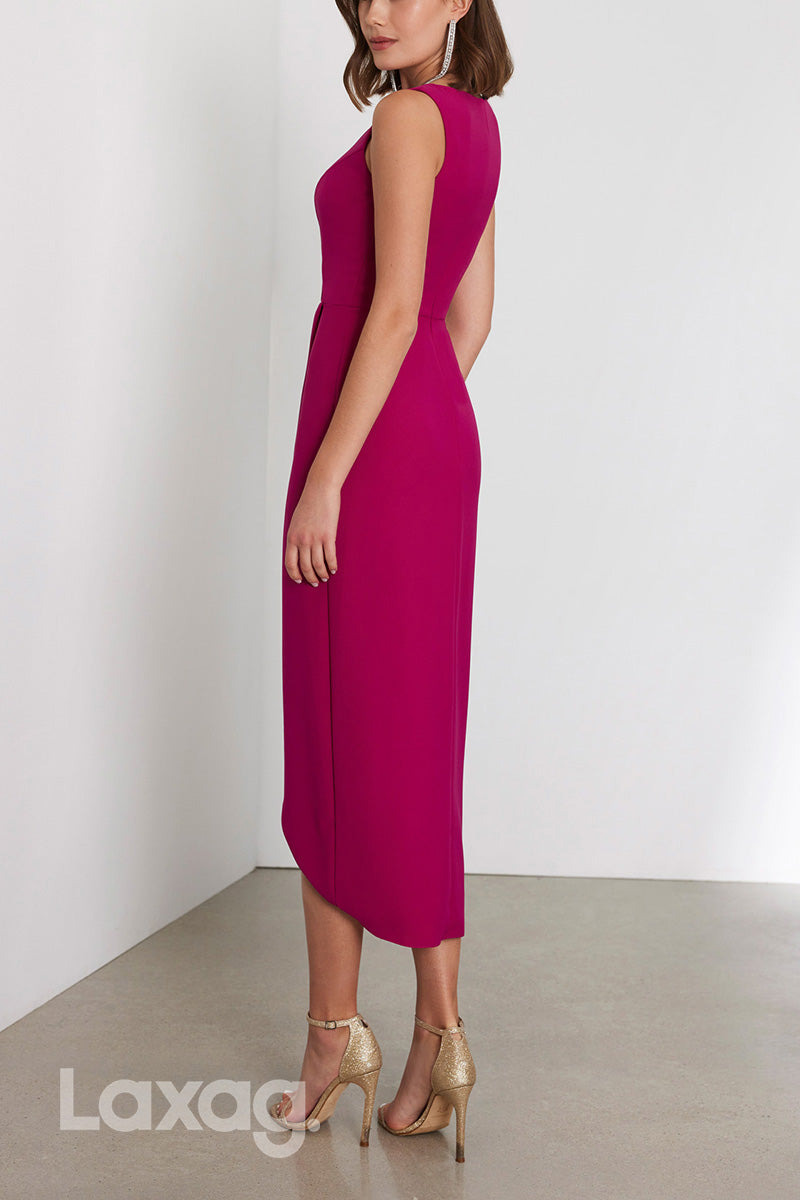 22971 - V-Neck Sleeveless Ankle-Length Cocktail Party Formal Evening Dress with Slit
