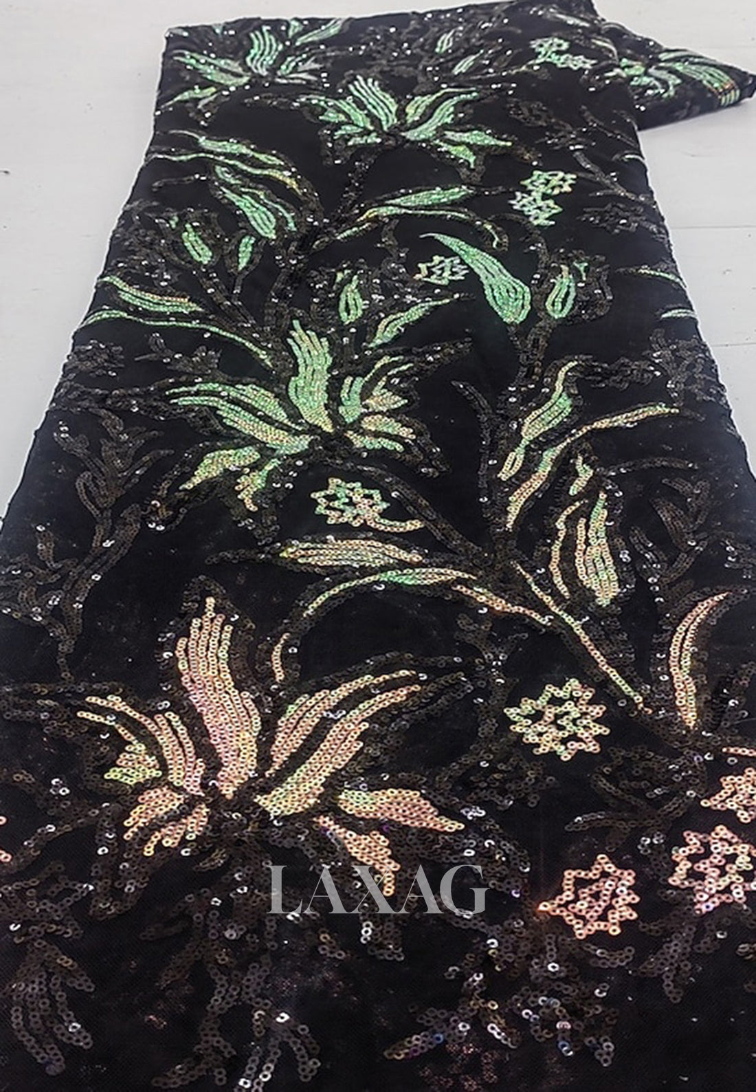 Floor-Length 3D-Floral Sequined Satin Pleated Formal Mother of the Bride Dress with Overskirt