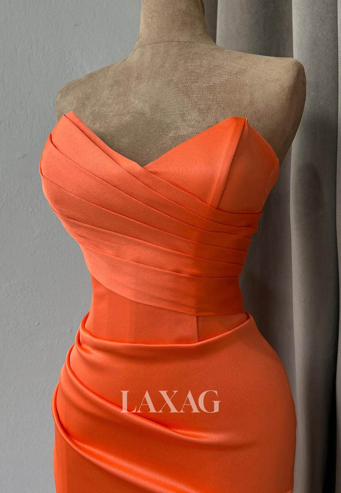 Simple V-Neck Off-Shoulder Sleeveless Formal Gowns Pleated Floor-Length High Slit Mermaid Prom Dress